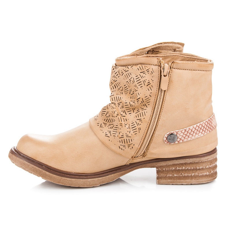 Sixth Sense Beige Bikerstiefel 1