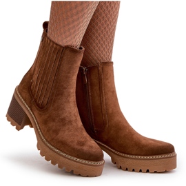 Damen-Stiefel mit hohem Absatz aus Öko-Wildleder, warmes Braun Nevitas 12