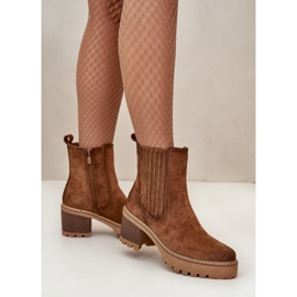 Damen-Stiefel mit hohem Absatz aus Öko-Wildleder, warmes Braun Nevitas 5