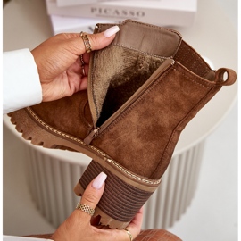 Damen-Stiefel mit hohem Absatz aus Öko-Wildleder, warmes Braun Nevitas 11