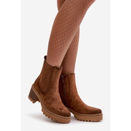 Damen-Stiefel mit hohem Absatz aus Öko-Wildleder, warmes Braun Nevitas 2