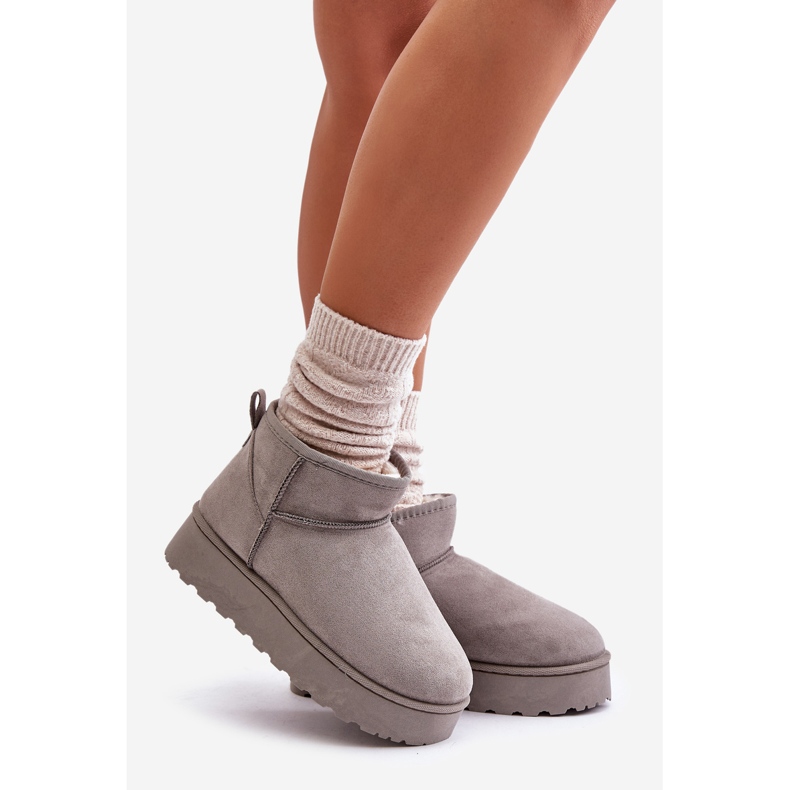 Mit Fell isolierte Plateau-Schneestiefel für Damen, Grau Xamella 1