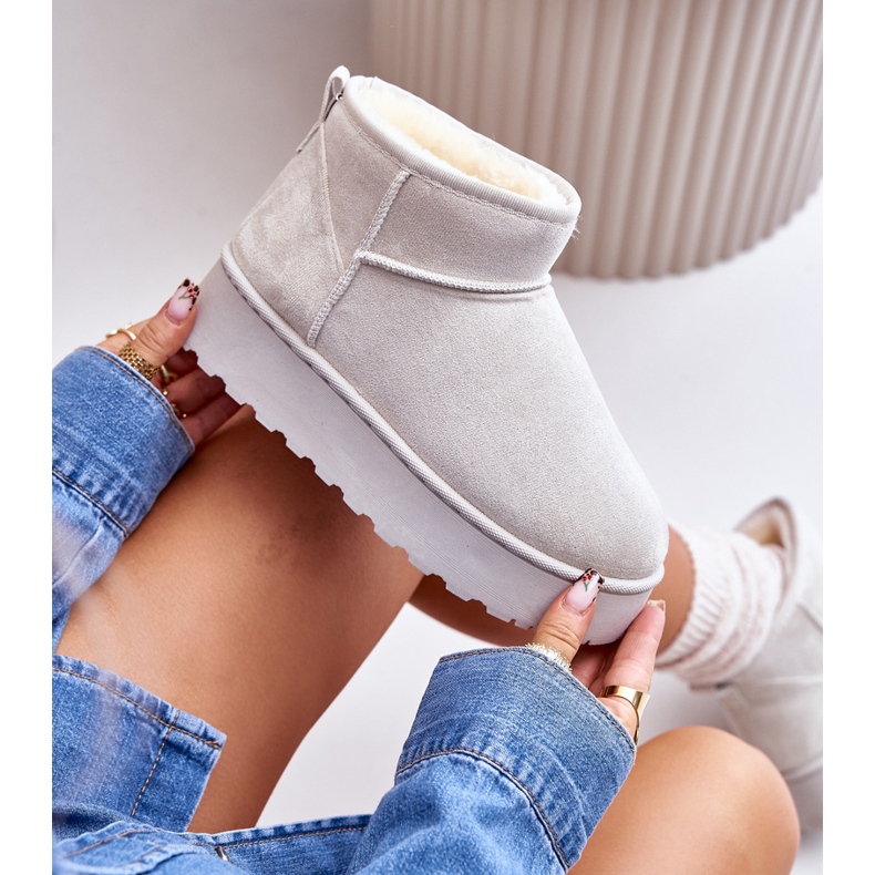 Damen-Plateau-Schneestiefel mit Fellfutter, Hellgrau Xamella 2