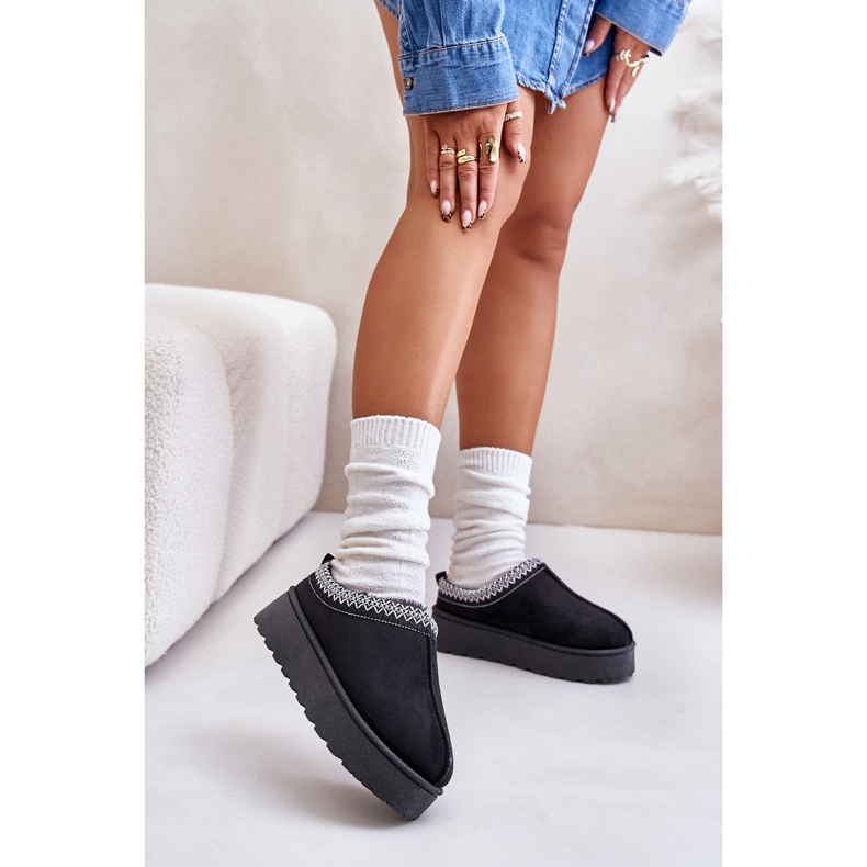 Plateau-Schneestiefel für Damen mit Fellfutter, Schwarz Remenia 2