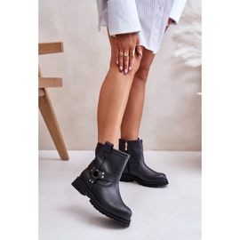 Flache Damenstiefel aus Leder Lewski 3610 Schwarz 2