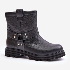 Flache Damenstiefel aus Leder Lewski 3610 Schwarz 4
