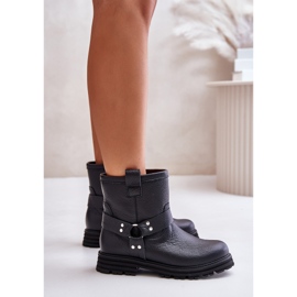 Flache Damenstiefel aus Leder Lewski 3610 Schwarz 6