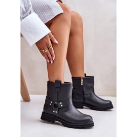 Flache Damenstiefel aus Leder Lewski 3610 Schwarz 7