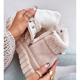 Isolierte Trapper-Stiefel für Damen auf der Plattform, Beige Alcyhen 2