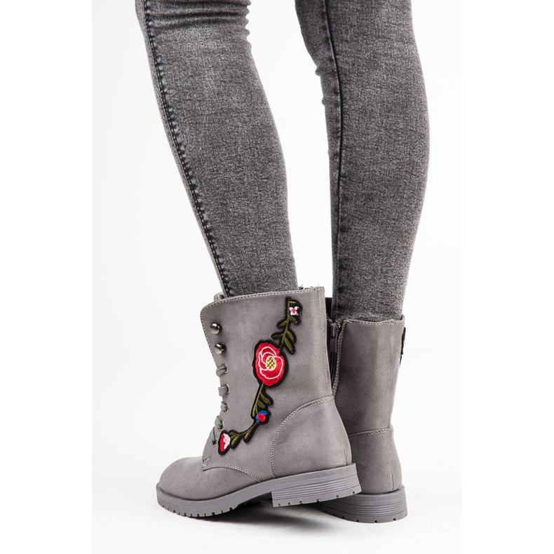 Sport Bestickte Wildledertaschen grau 1