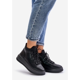 Leichte Leder-Sportschuhe auf der Artiker-Plattform 55C1041 Schwarz 1