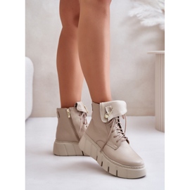 Zazoo 60511 Damen-Lederstiefel auf der warmen beigefarbenen Plattform 3