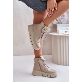 Zazoo 60511 Damen-Lederstiefel auf der warmen beigefarbenen Plattform 5