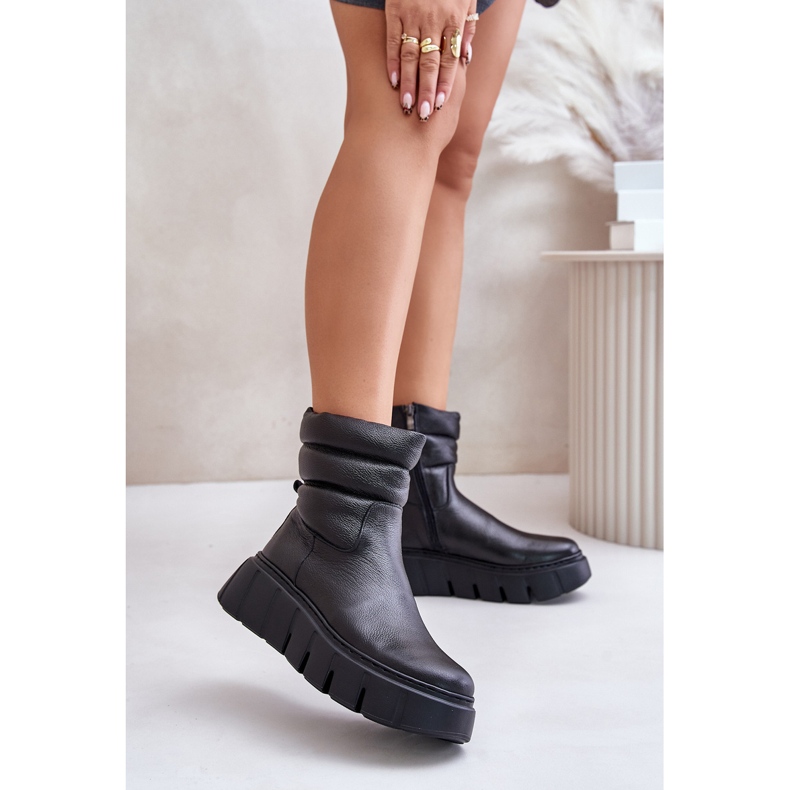 Zazoo 60512 Damen-Lederstiefel mit Reißverschluss, mit Filz gefüttert, Schwarz 2