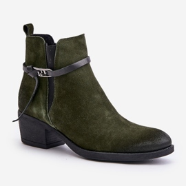 Zazoo 60478 Wildleder-High-Heel-Stiefel, isoliert, mit Reißverschluss befestigt, dunkelgrün 4