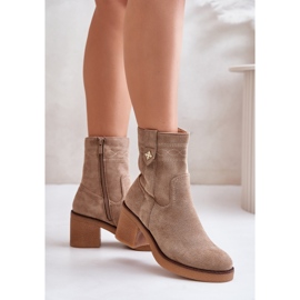 Beige isolierte Damenstiefel mit hohem Absatz Vailia 3