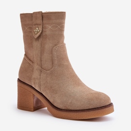 Beige isolierte Damenstiefel mit hohem Absatz Vailia 4