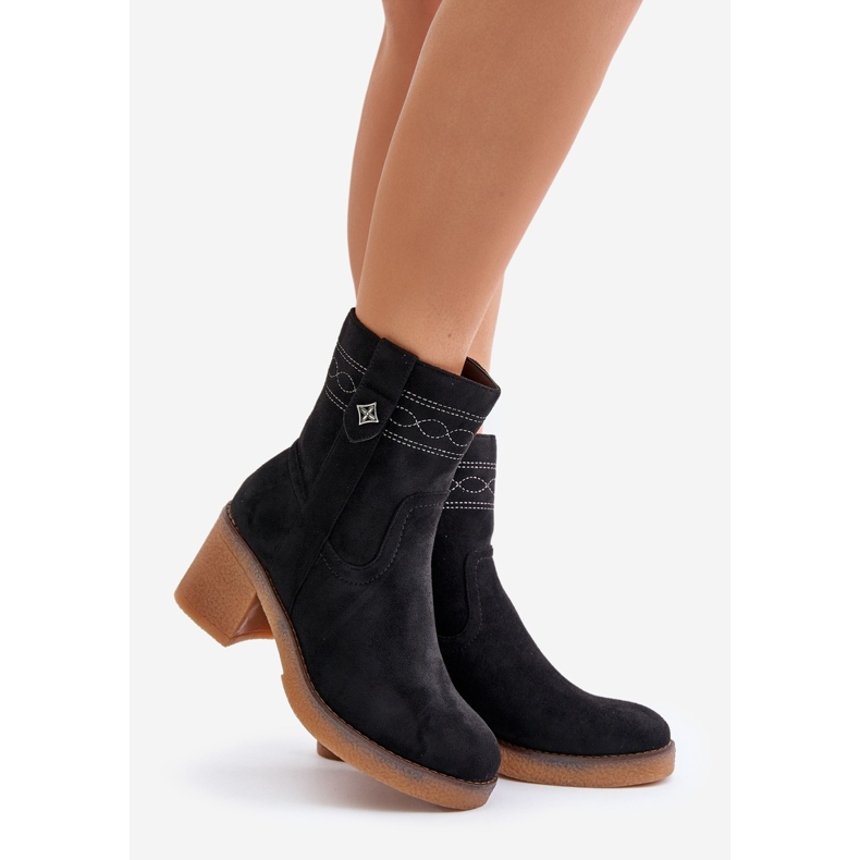 Warme Damenstiefel mit hohem Absatz Schwarz Vailia 1