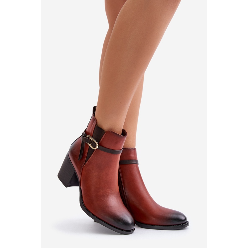 Jezzi Damenstiefel mit hohem Absatz, isoliert, mit Riemen, braunes Zinithia 1