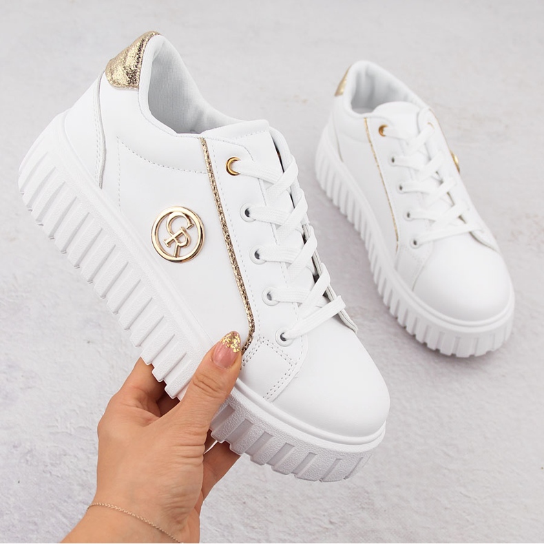 Damen-Plateau-Sportschuhe, weiß NEWS 4757 1