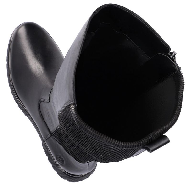 Damen-Lederstiefel mit elastischem Obermaterial, schwarz Remonte D1B71-01 1