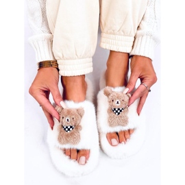 Bando Beige Pelzhausschuhe mit Teddybär 1