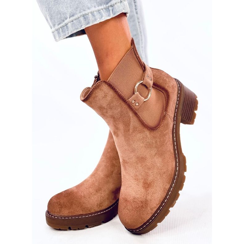 Airon Khaki Chelsea-Stiefel mit niedrigem Absatz beige 1