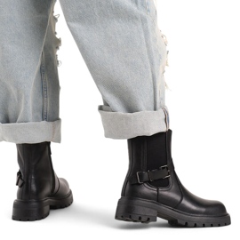 Damenstiefeletten aus Leder mit Schnalle, schwarz Sergio Leone TR719-S 1