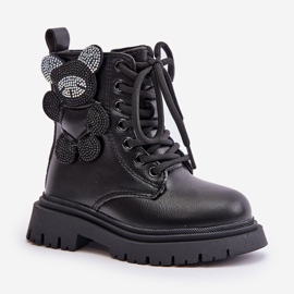 Isolierte Mädchenstiefeletten mit Teddybär und Reißverschluss, Black Relobia schwarz 4