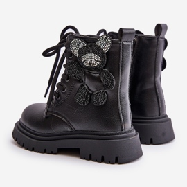 Isolierte Mädchenstiefeletten mit Teddybär und Reißverschluss, Black Relobia schwarz 3