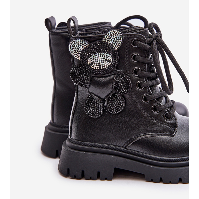 Isolierte Mädchenstiefeletten mit Teddybär und Reißverschluss, Black Relobia schwarz 1