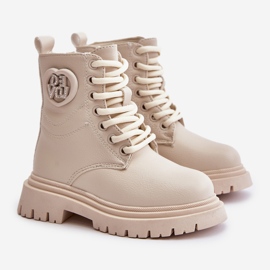 Beigefarbene Evaliraea-Mädchenstiefel mit Fellfutter und Reißverschluss 1