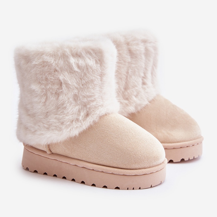 Kinder-Schneestiefel mit Fell, hellbeige Crisie 1