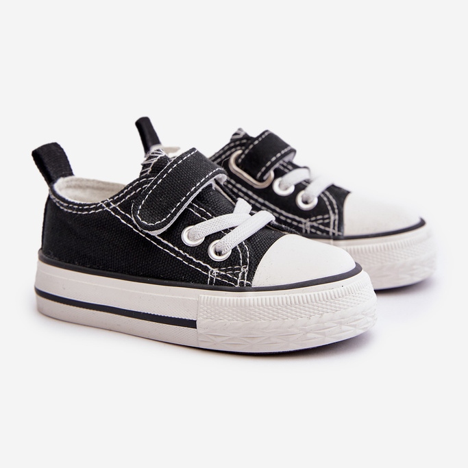 Kinder-Sneaker aus Stoff mit Klettverschluss, Black Daloma schwarz 1