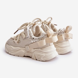 Beige Kinder-Sneaker mit Liatoma-Pailletten verziert 2