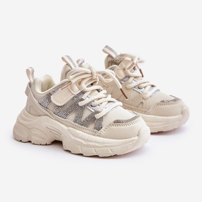Kinder-Sneaker mit Strasssteinen, Beige Rianalla 1
