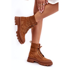 Isolierte Stiefel Frauenspitze -UP -Frauen Kamel braun 3