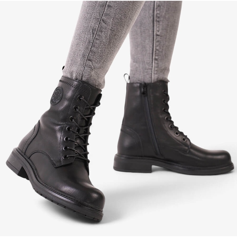 Schwarze Stiefeletten für Damen aus Leder von Sergio Leone BT682-S 2