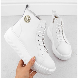 Weiße Damen-Lederstiefeletten auf der Plattform von Filippo DBT6374 1