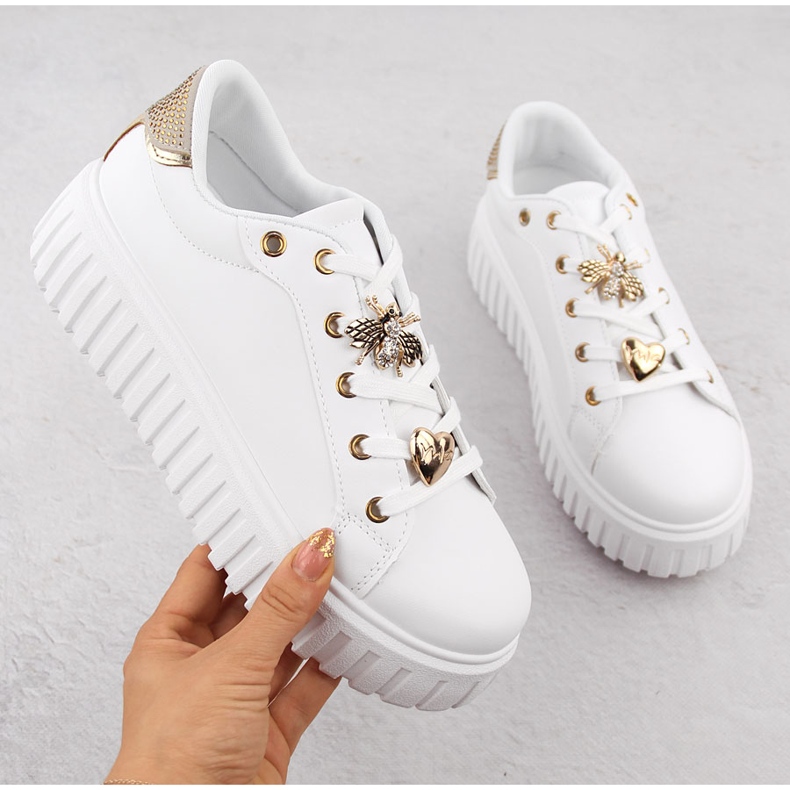 Damen-Plateau-Sportschuhe, weiß NEWS 4756 1