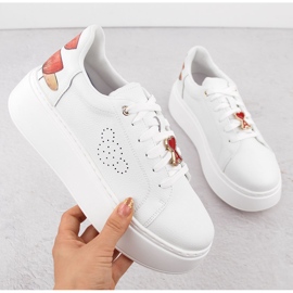 Leder-Sportschuhe auf Plateau, weiß Vinceza 89101 1