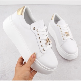 Leder-Sportschuhe auf Plateau, weiß Vinceza 89101 1