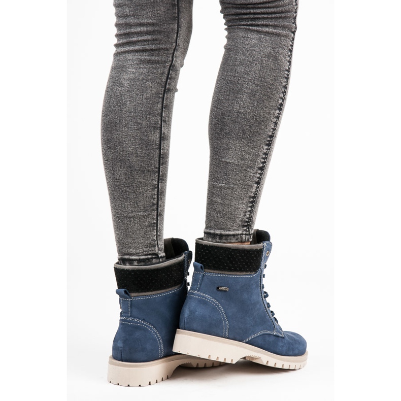 Vinceza Trapper aus Leder blau 1