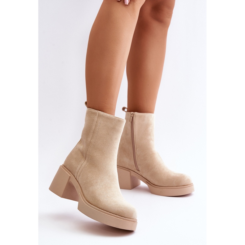 Damen-Stiefeletten aus Öko-Wildleder, warm, hellbeige, Meriluna 2