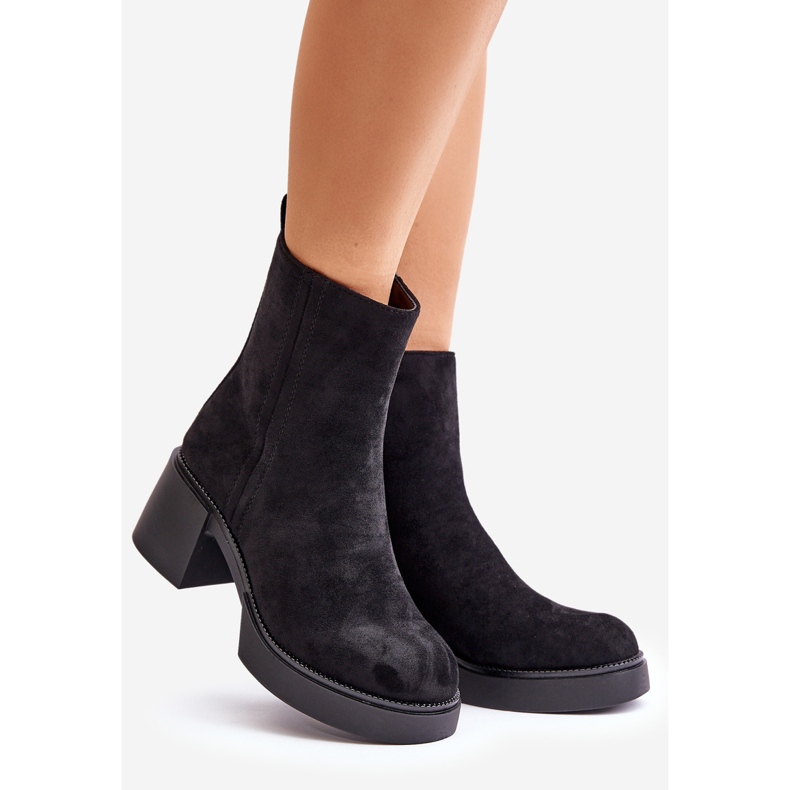 Damenstiefel aus Öko-Wildleder mit hohem Absatz, warmes Schwarz von Meriluna 1