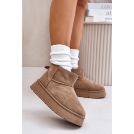 Niedrige Damen-Schneestiefel auf der Plattform, mit Fell gefüttert, beige Saldren 2