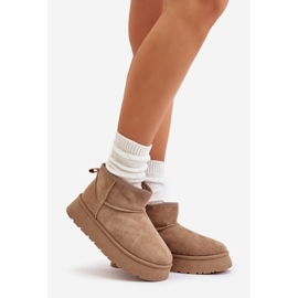 Niedrige Damen-Schneestiefel auf der Plattform, mit Fell gefüttert, beige Saldren 1