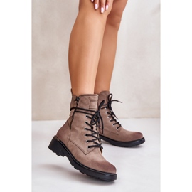 Hohe Worker-Stiefeletten mit Reißverschlüssen, Dunkelbeige Maisa 2