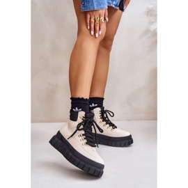 Isolierte Trapper-Stiefeletten für Damen mit Plateausohle Beige Jelenia 2