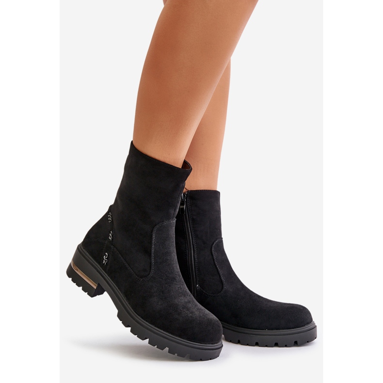 Isolierte Damenstiefeletten aus Öko-Wildleder mit Reißverschluss, Black Narilie schwarz 1